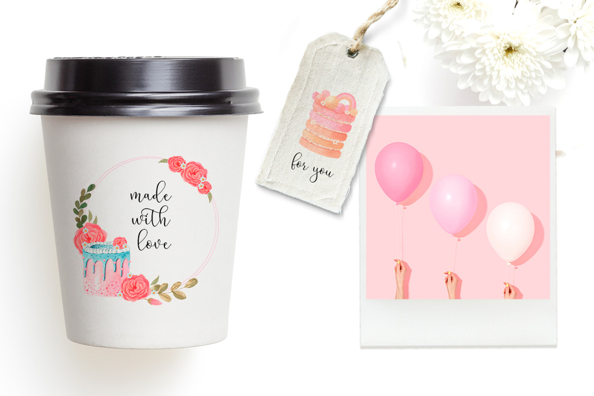 Boho Cakes Watercolor Set, an Illustration by Art Dari Autumn (Photo 9 of 13)