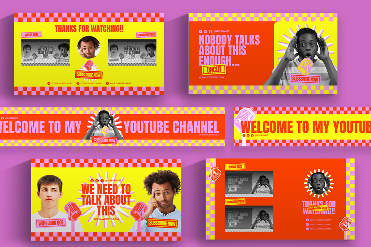 Podcast Talk Retro Youtube Thumbnail, a Social Media Template by Attype (Photo 5 of 5)