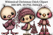 Whimsical Christmas Chick Clipart, an Illustration by Canvas Craft (Thumbnail 1 of 7)