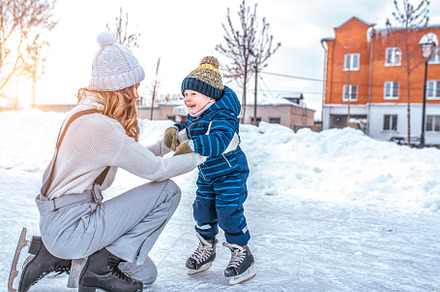 Mom with baby boy 35 years old featuring rink, winter, and skating