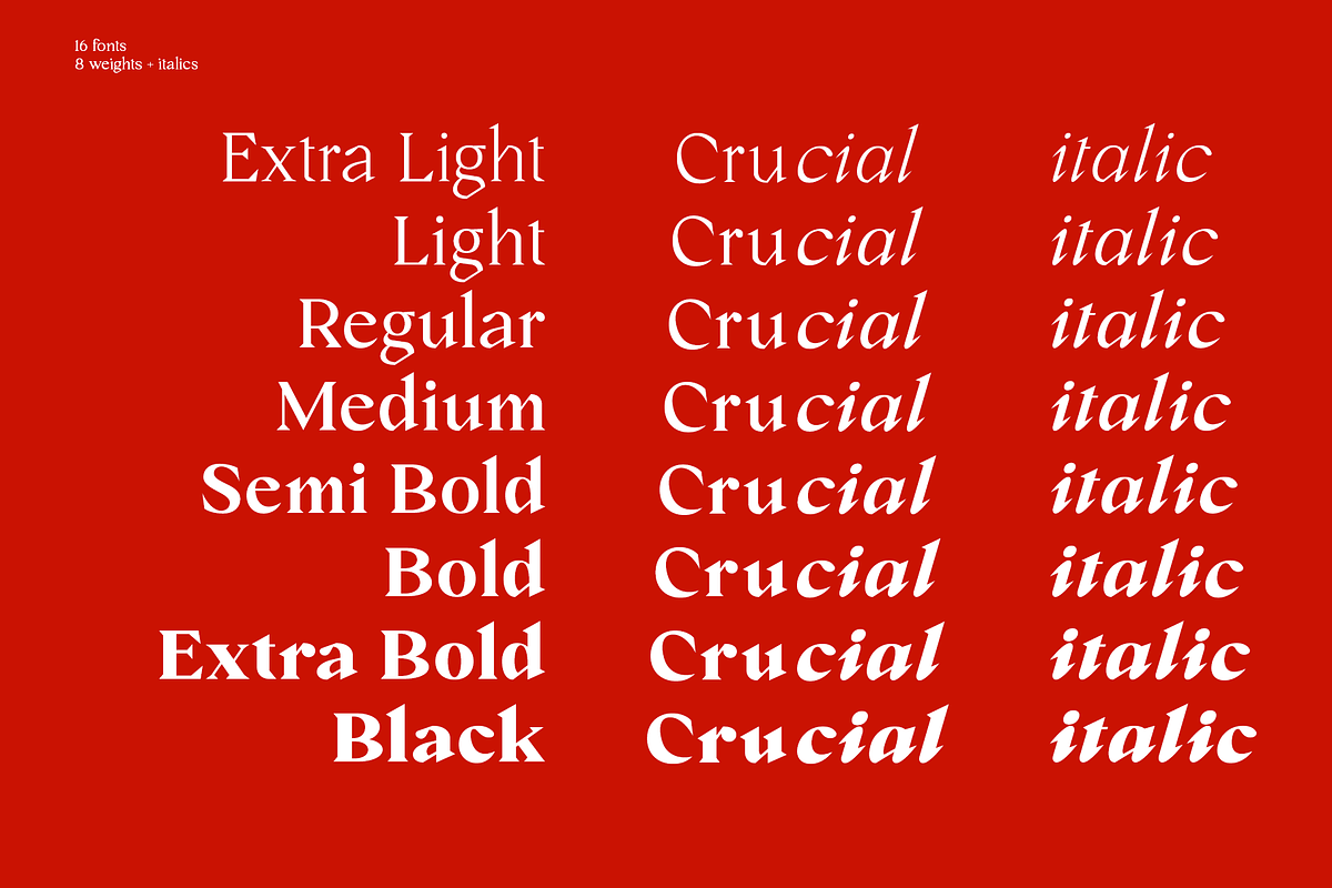 Crucial Sharp Serif Family + Italic, a Font by Jehoo Creative (Photo 7 of 12)