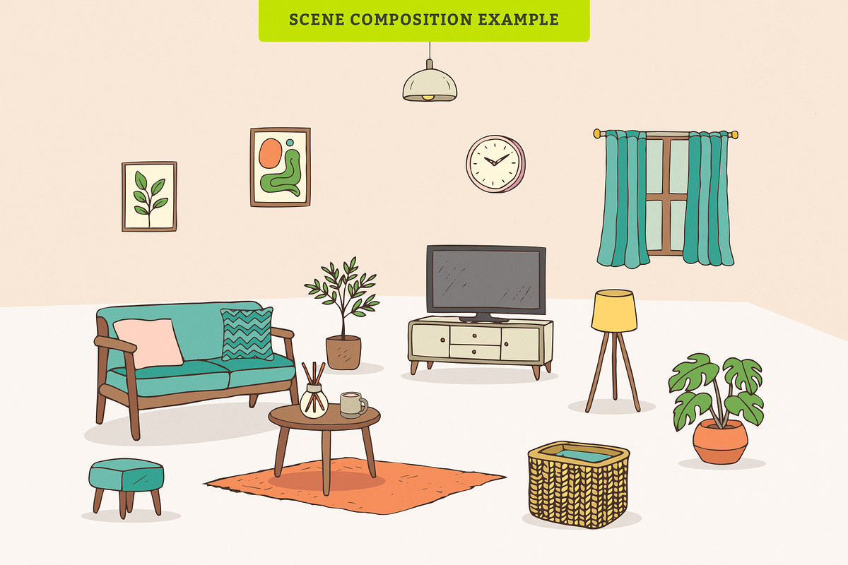 Scandinavian Minimalist Living Room, an Illustration by MEANDSTUDIO (Photo 2 of 4)