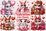 Valentine Cute Bunny Clipart Bundle, a Seasonal Illustration by Craft Nest (Thumbnail 1 of 5)