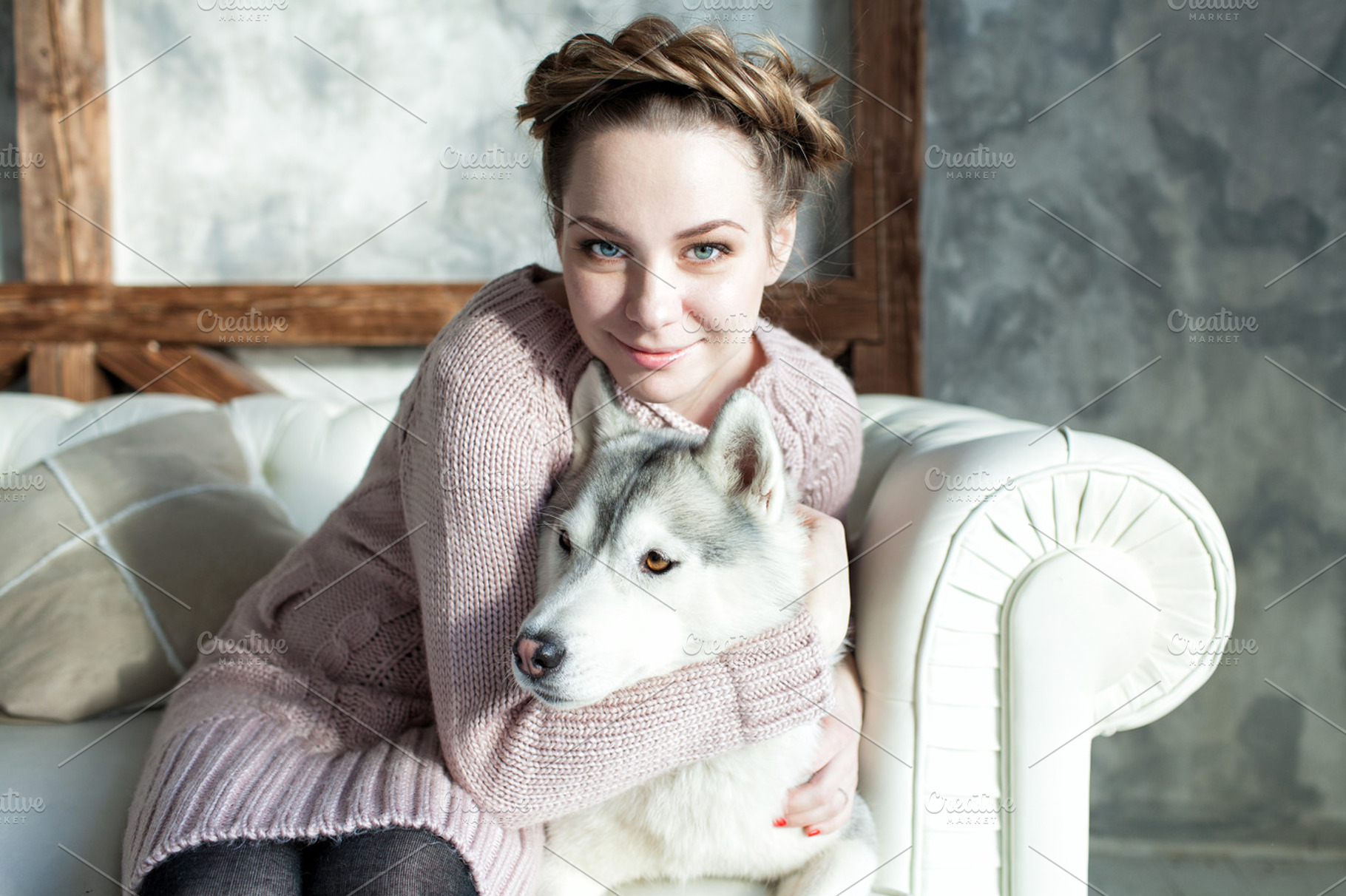 Young beautiful pregnant woman with husky featuring woman, beautiful, and, a Person Photo by AlinLyre