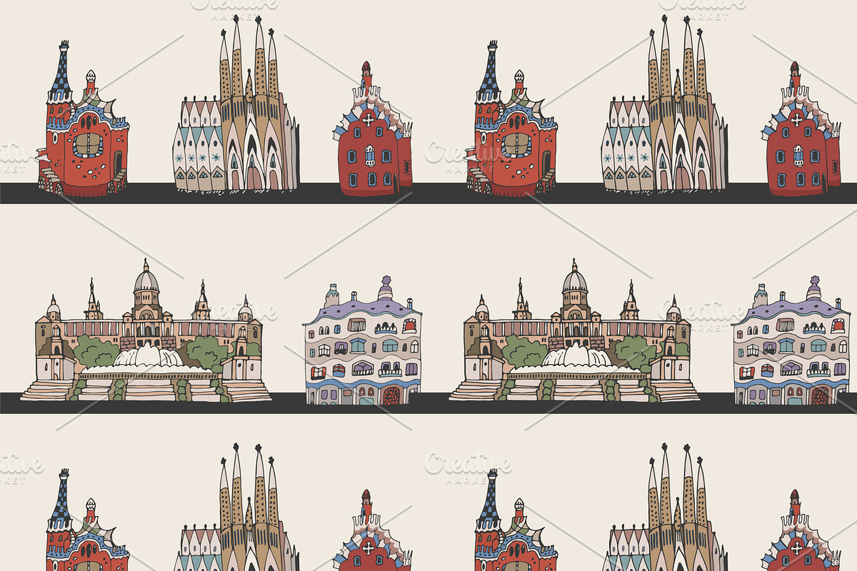 Barcelona, a Pattern Graphic by GooseFrol