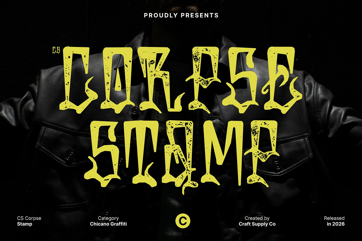 CS Corpse Stamp, a Sans Serif Font by Craft Supply Co. (Photo 1 of 8)