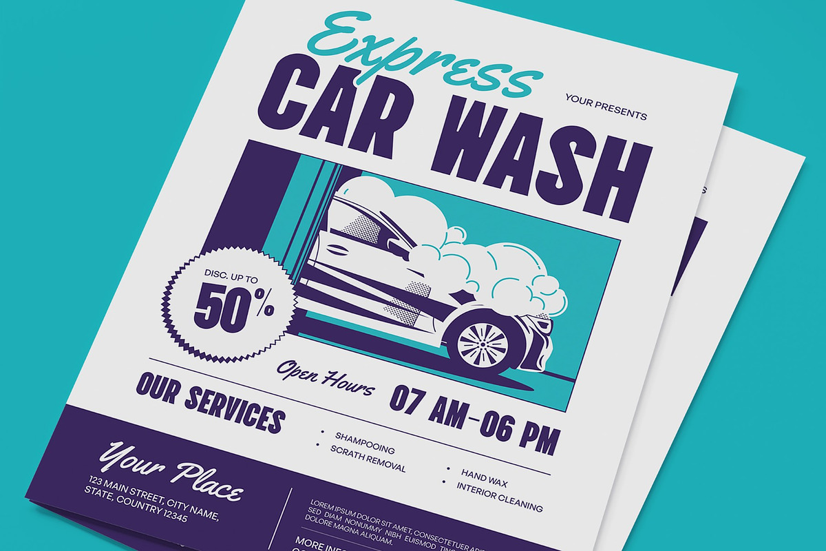 Express Car Wash Flyer, a Flyer Template by graphicook (Photo 2 of 3)