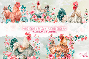 Pink Flower Chicken Clipart