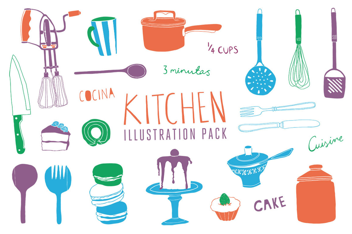 Kitchen Illustration Pack, an Illustration by Pencil Coffee