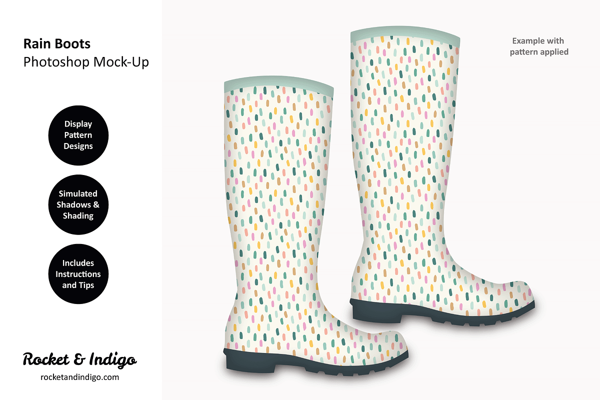 Rain Boots Photoshop Mock-Up, an Apparel Mockup by Rocket & Indigo (Photo 1 of 2)