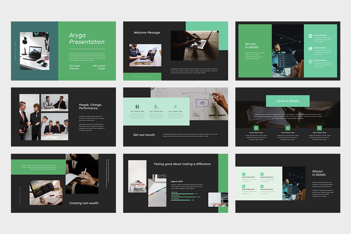 Aryga : Pitch Deck Green Powerpoint, a Presentation Template by Punkl ...