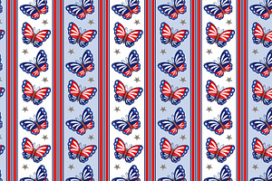 Patriotic Butterflies Stripe, a Pattern Graphic by Sharon Schwalbe