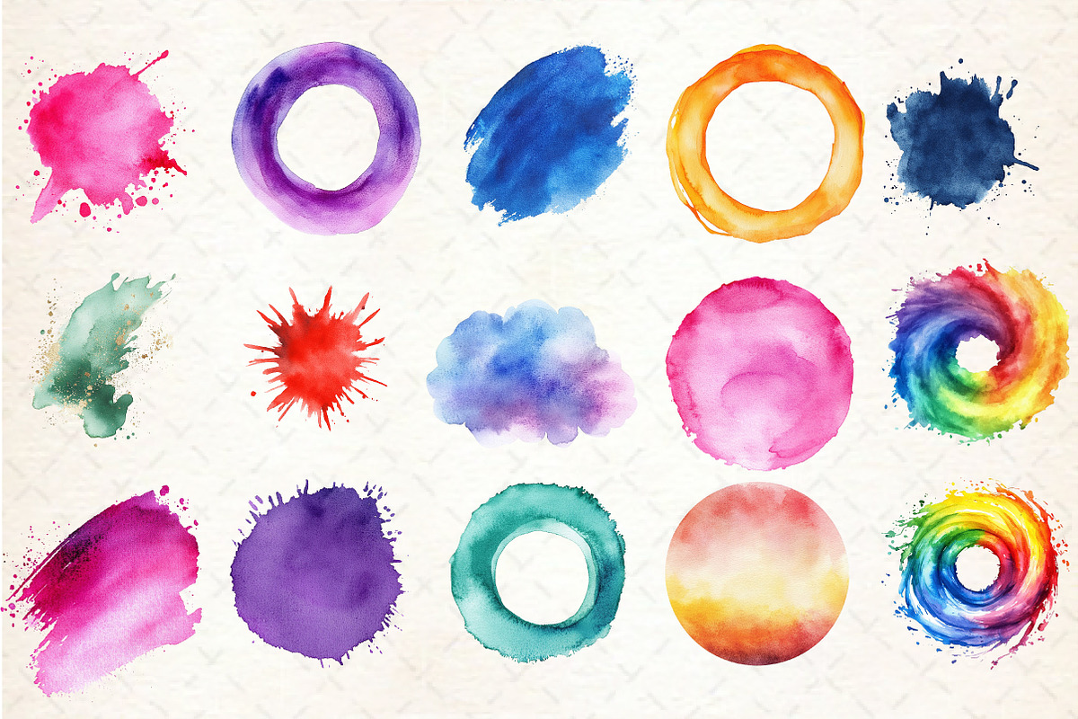Colorful Water Stains Clipart, an Illustration by Rose Art (Photo 2 of 7)