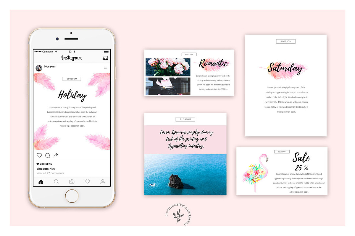 Flamingo | Social Media Pack, a Social Media Template by Blossom (Photo 4 of 7)