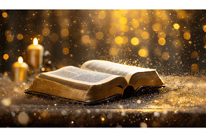 Open book and candles, evoking a, a Background Photo by Igor Tichonow