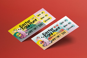 Blue Yellow Easter Egg Hunt Ticket, a Card Template by graphicook
