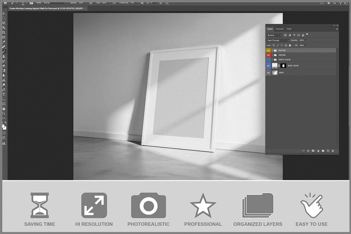 Frame Leaning Against Wall On Fl PSD, a Product Mockup by Bruno's Shop (Photo 2 of 3)