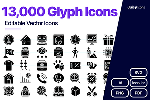 JuicyIcons Glyph Bundle:13,000 Icons
