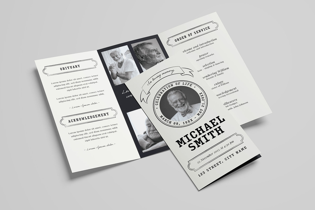 Simple Funeral Program Template, a Flyer Template by BrandPacks (Photo 3 of 10)
