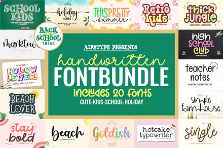 Handwritten Font Bundle | 20 Fonts, a Handwritten Font by Airotype