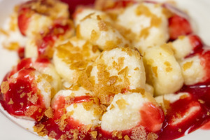 Sweet gnocchi dessert lazy dumplings dish jam, a Food & Drink Photo by Photo Drive Studio
