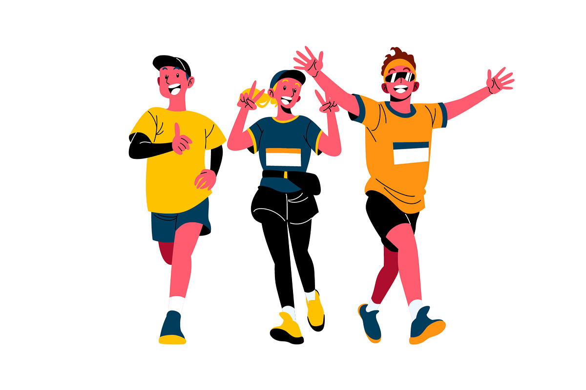 Running Characters Illustration, a Sport Illustration by SLAB! Design (Photo 3 of 3)