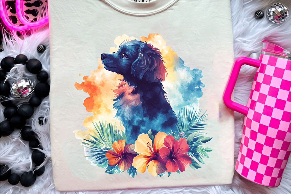 Dog Silhouette Love Summer Clipart, an Illustration by CreationArt (Photo 5 of 9)