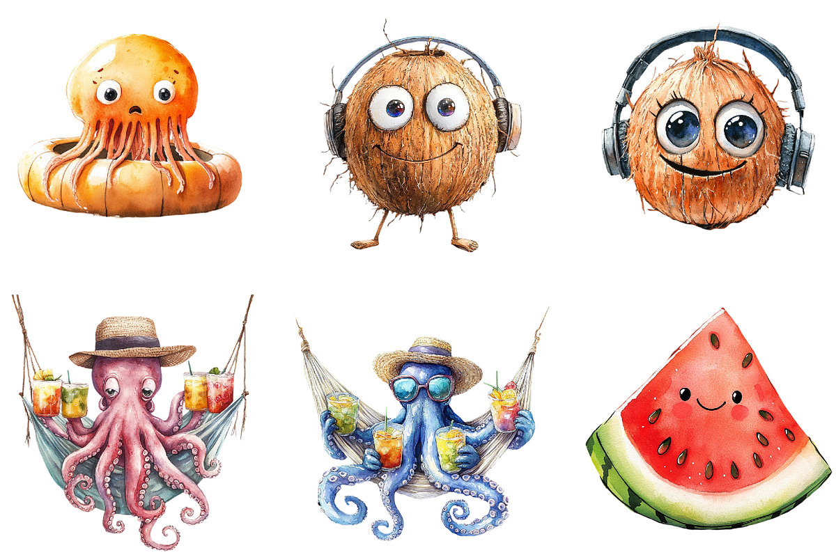 Funny Summer Beach Clipart, an Illustration by DreamArtGraphic (Photo 2 of 4)
