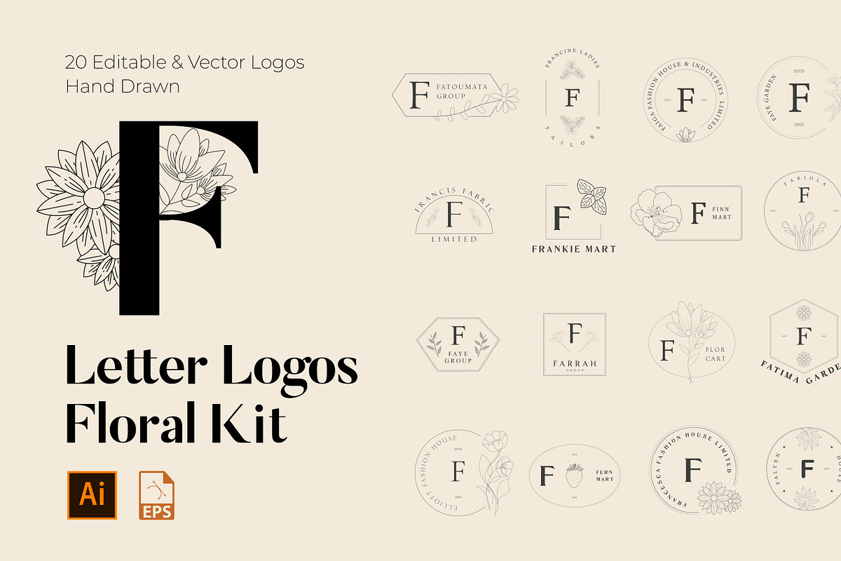 520 A to Z Floral Logos Bundle, a Branding & Logo Template by AN Productions (Photo 38 of 223)