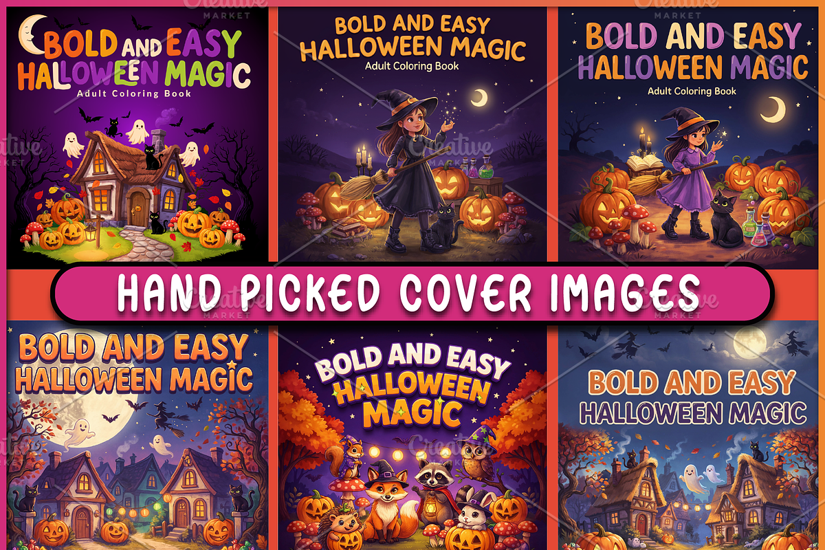 Bold & Easy Halloween Magic Coloring, a Seasonal Illustration by Ink Gallery (Photo 3 of 4)