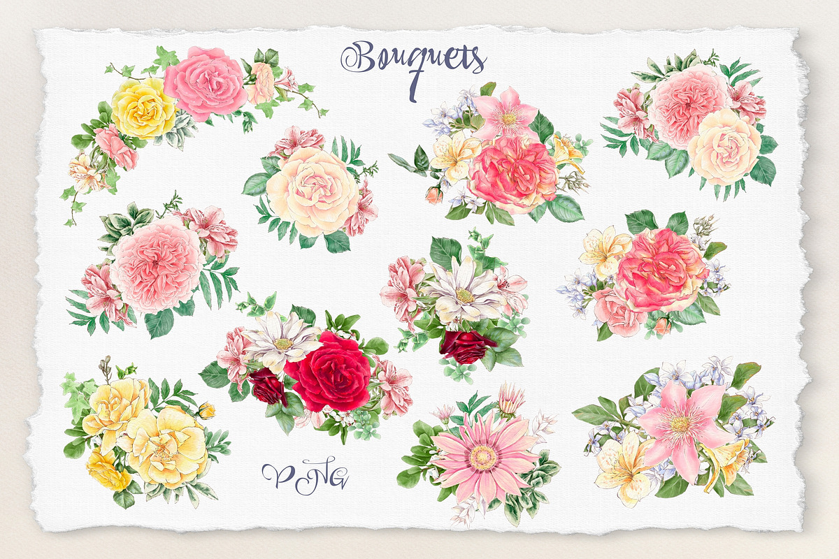 Watercolor Flowers clipart big set, a Decorative Illustration by Yuliya Art (Photo 4 of 16)
