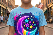 Neon Crescent Moon Stars Art, a Shirt Mockup by Vector Stall (Thumbnail 8 of 14)
