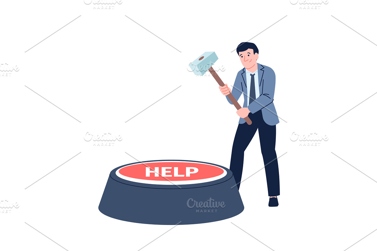 Businessman need help. Problem in, a Person Illustration by LadadikArt