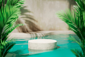 Swimming pool podium palm tree, an Architecture Photo by hitdelight