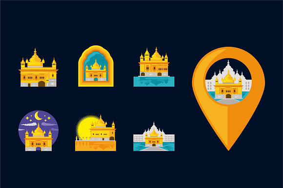 Golden Temple Vector Set preview 2