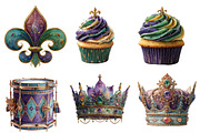 Watercolor Mardi Gras Clipart Bundle, an Illustration by Designworld (Thumbnail 2 of 5)