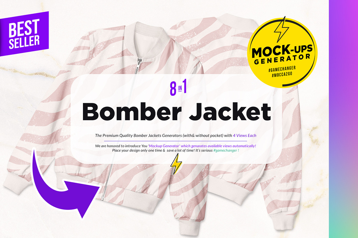Bomber Jackets 8xMock-ups, a Books & Magazine Mockup by Mocca Mockups Store (Photo 1 of 5)