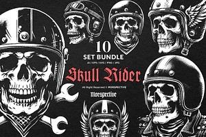 10 Bundle Dark Art Skull Rider Motor