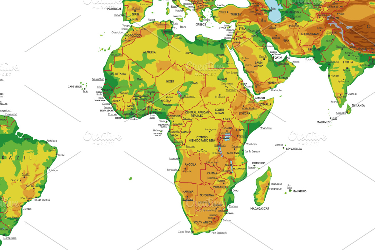 2x Physical World Maps, an Education Illustration by asantosg (Photo 4 of 14)