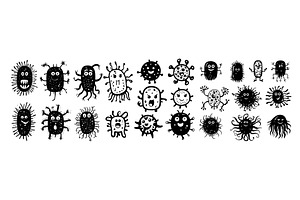 Germs funny microbes black ink, an Object Illustration by Onyx