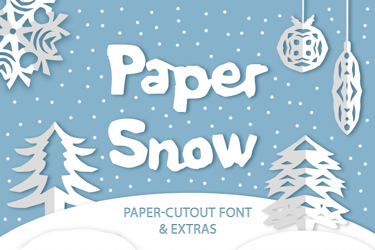 Paper snow. Cutout font & extras.
