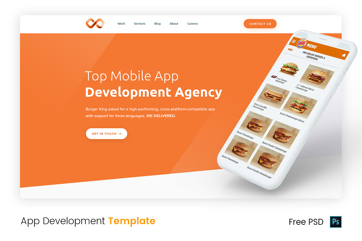 Food App Landing Page, a Landing Page Template by PSDFY