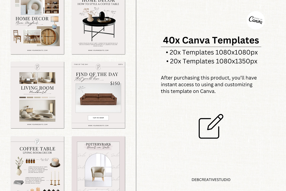 Home Decor LTK Canva Template, a Social Media Template by Deb Creative Studio (Photo 2 of 9)