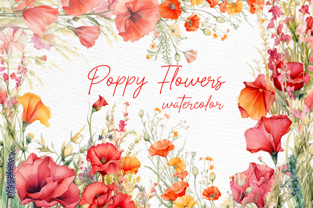 Red Poppy Flowers Clipart Poppies, an Illustration by LeCoqDesign (Photo 1 of 5)
