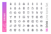 Drink Line Icons Set, an Outline Icon by Voysla's Shop (Thumbnail 2 of 4)