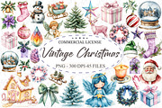 Pastel Vintage Christmas Clipart, an Illustration by designcity5 (Thumbnail 1 of 5)