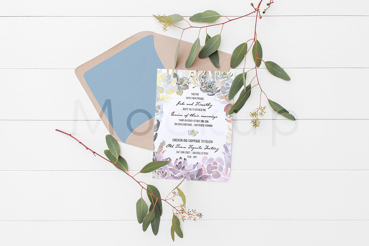 5x7 Invitation Mockup - Eucalyptus 6, a Print Template by ILLONA GRAPHICS (Photo 5 of 5)