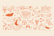 Valentine's Clipart: cupids & heart, a Seasonal Illustration by Elliko shop (Thumbnail 3 of 7)