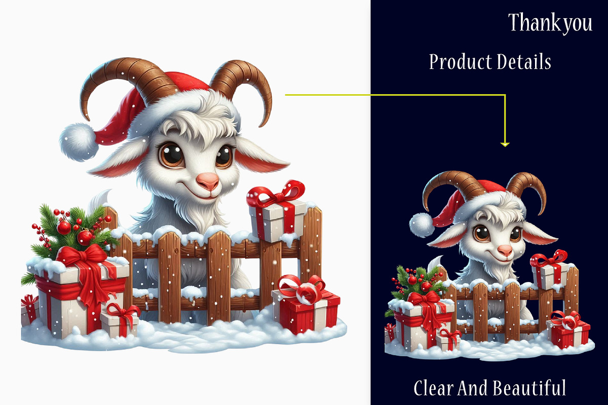 Funny Christmas Goat with Fence PNG, an Object Graphic by designcity5 (Photo 5 of 5)