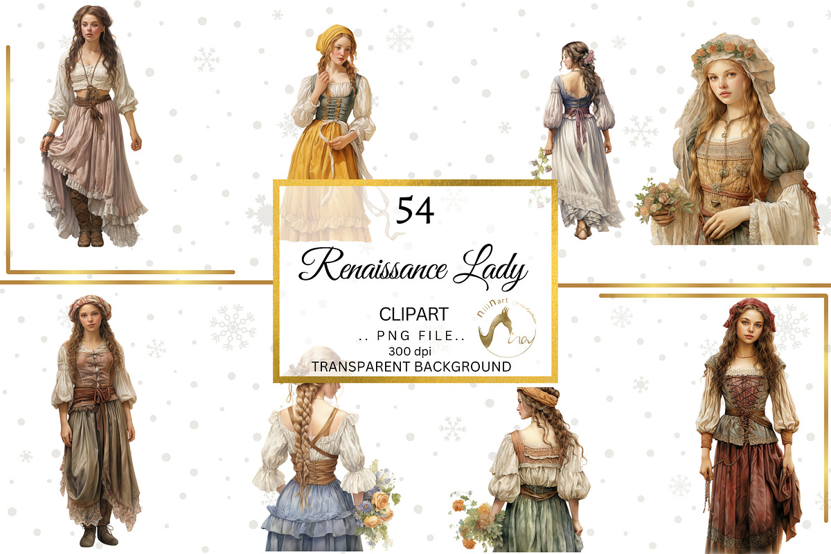 Renaissance Lady Watercolor Clipart, a Person Illustration by NiiiNArt (Photo 6 of 9)